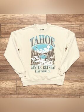 Lake Tahoe California State Of Mine Destination Beige Fleece Sweatshirt Adult S
